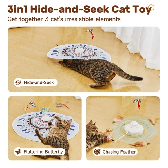 Potaroma 3 In 1 Hide and Seek Butterfly Cat Toy EUC - Picture 4 of 14